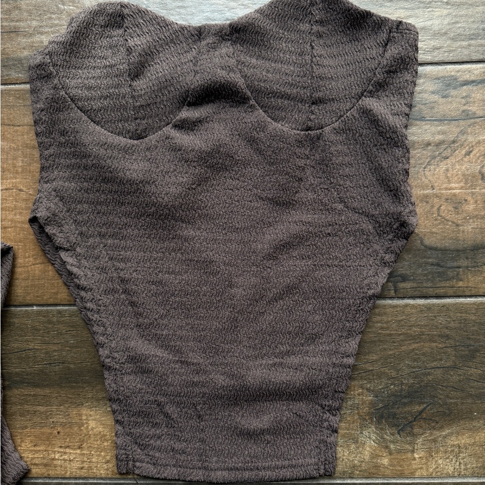 Brown Ribbed Two-Piece Set - Picture 3 of 4